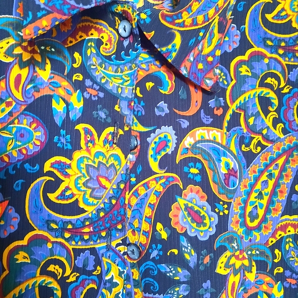 Notations Woman 1X Vintage Paisley Summer Button Up Blouse - Picture 5 of 7